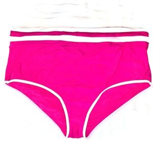 Torrid Pink Bikini Bottom with White Trim